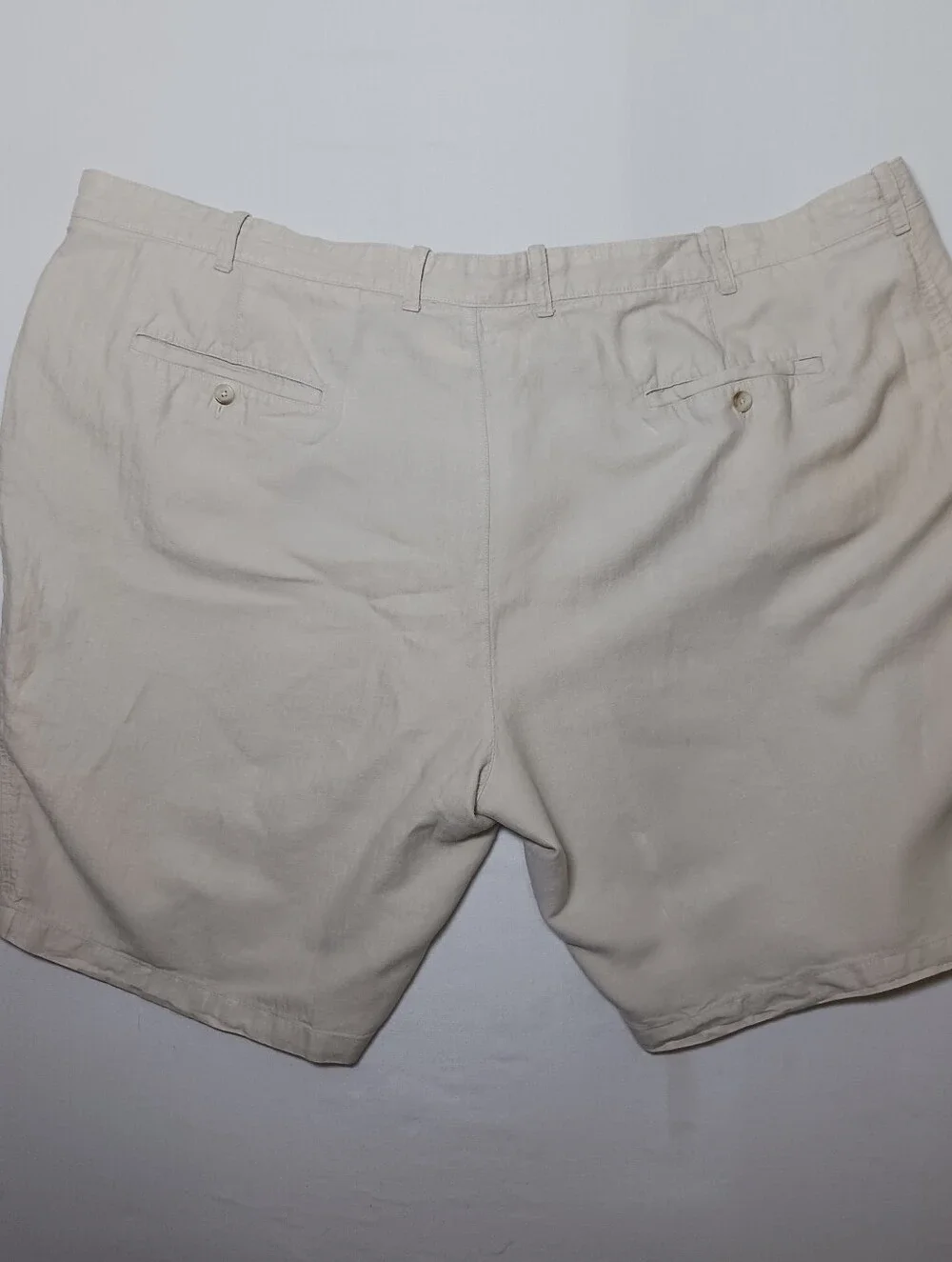 Perry Ellis Mens Linen Blend Chino Shorts Size 50 Beige 11.5